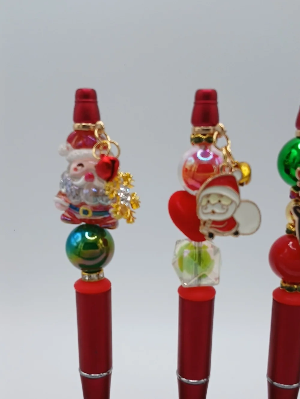 Festive Red Christmas Charm Pens